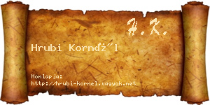 Hrubi Kornél névjegykártya